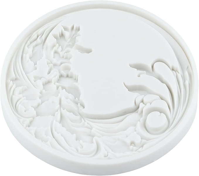 Flower Wreath Silicone Mold Baroque Scroll Leaf Fondant Molds for Cake Decorating Chocolate Cupcake Topper Candy Polymer Clay Gum Paste