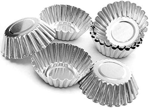 10 Pcs Aluminum Egg Tart Mold Baking Cups,Cupcake Cake Cookie Pudding Lined Mould Tin Baking Tool