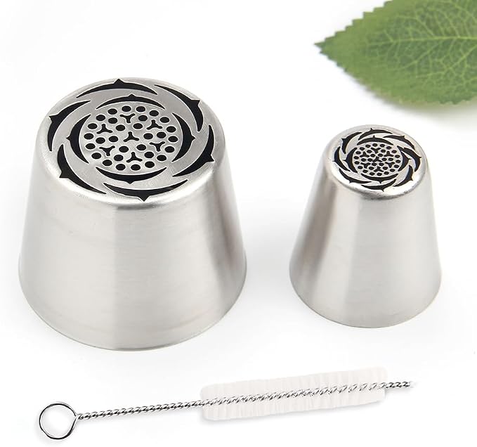 14 PCS Russian Piping Tips Set,Stainless Steel Icing Nozzles for Cake Decorating, Cream Flower Bouquet DIY Cookies, Desserts Baking Tools 1 XXL,1 XL,1 Medium Leaf,10 Piping Bags,1 Brush(S54)