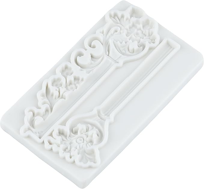 Roman Column Silicone Fondant Mold Baroque Relief Flower Pillars Molds for Cake Decorating Chocolate Cupcake Topper Candy Polymer Clay Gum Paste
