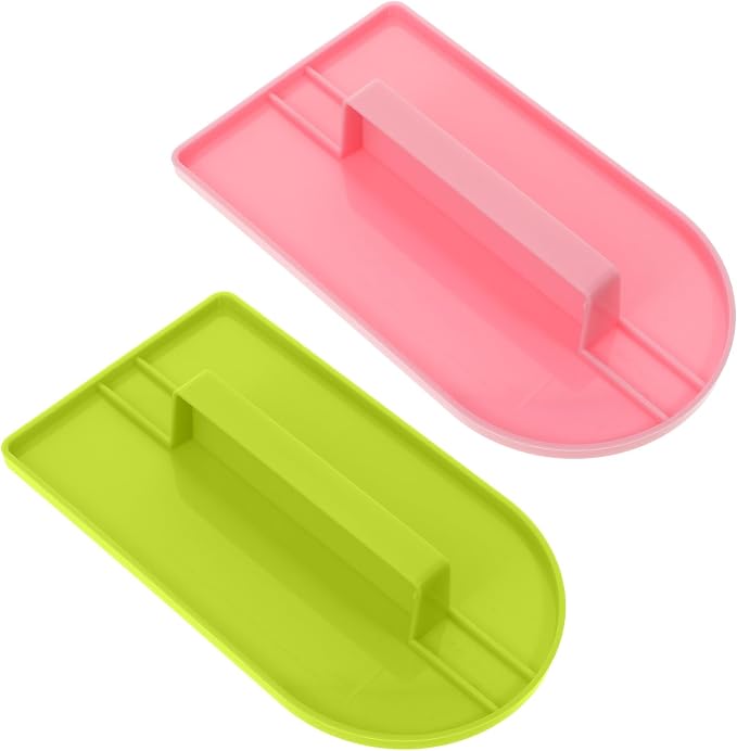 2 PCSCake Decoration Icing Smoother, Fondant Smoothing Tool, Plastic Fondant Icing Smoother Polisher, Icings Scraper Paddle Tool for Cake Decoration Tools (Pink, Green)