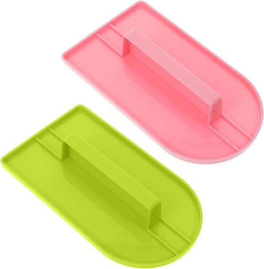 2 PCSCake Decoration Icing Smoother, Fondant Smoothing Tool, Plastic Fondant Icing Smoother Polisher, Icings Scraper Paddle Tool for Cake Decoration Tools (Pink, Green)