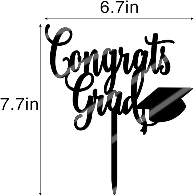 Congrats Grad Cake Topper,2026 Graduation Cake Topper, Congrats Grad Decorations,2026 High School/College/Senior Graduation Party Decorations Supplies. (Congrats Grad Acrylic black)