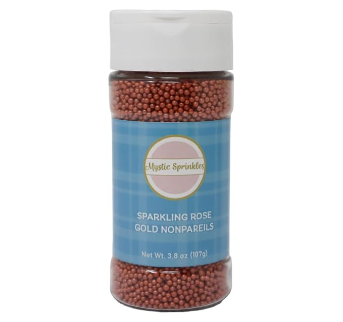 Mystic Sprinkles Solid Color Nonpareils 3.8oz Bottle (Sparkling Rose Gold)