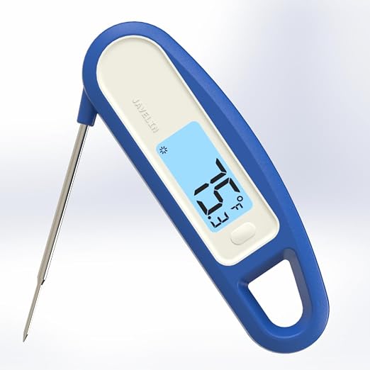 Lavatools PT12B Javelin 2 Ultra Fast Digital Instant Read Meat Thermometer for Grill and Cooking, 3" Probe, Compact Foldable Design, 1.5" Backlight Display, Water Resistant-Blueberry