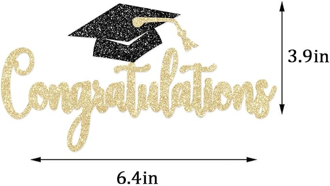 Congratulations Cake Topper Gold Glitter Congrats Grad Decorations Class of 2026 High School College Senior Graduation Celebration Party