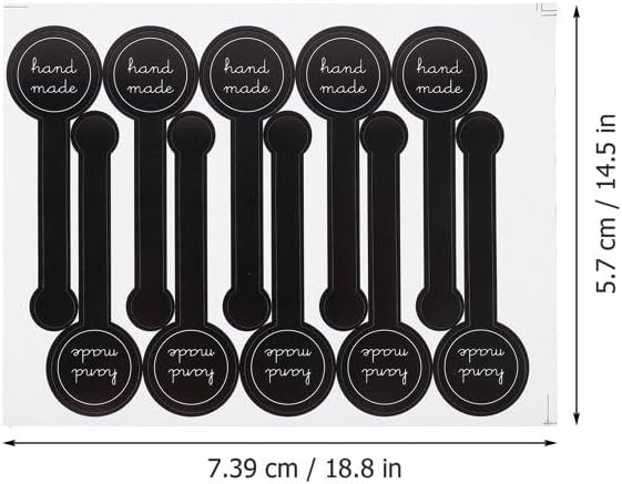 300 Pcs Black Handmade Food Baking Seal Stickers, Self-Adhesive Handmade Bakery Stickers, Long Label Cake Stickers, Stickers for Pastry Bags Lollipops Candy Cake Sweat Bread Labels and Stickers