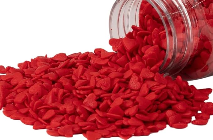 EDIBLE ACCENTS RED HEARTS- Gluten-free, Egg Free, Nuts Free, Kosher, Sprinkle Medley Mix, For Baking, Decorating, Cookies, Cupcakes, Cakes, Topping, Jimmies, Sugar Shapes