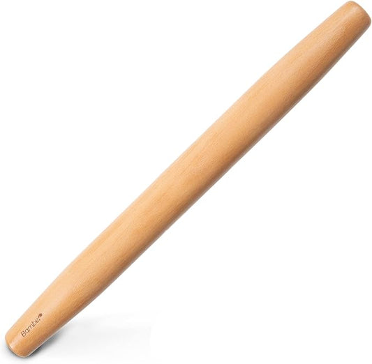 Bamber Wood French Rolling Pin for Baking Small Wooden Rolling Dowel Stick Dough Roller for Cookie Dumpling Pastry Pizza Tortilla, 13.4'' by 1.2''