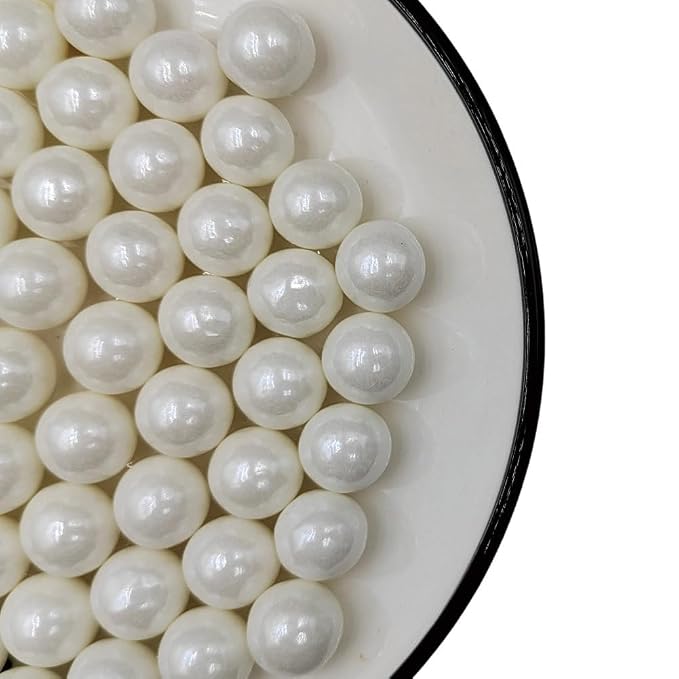 Homankit White Pearl Sprinkles Edible Pearls for Cake Decorating, 14mm 100g/3.53OZ Sugar Pearl Cake Decorations for Baking Cookie Cupcake Toppers Ice Cream Toppings Birthday Wedding Supplies