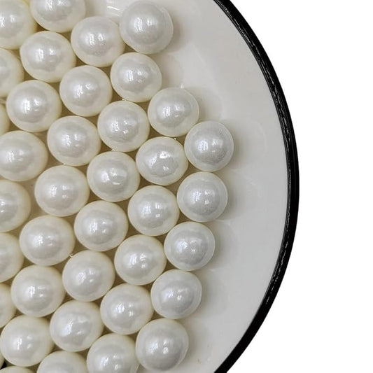 Homankit White Pearl Sprinkles Edible Pearls for Cake Decorating, 14mm 100g/3.53OZ Sugar Pearl Cake Decorations for Baking Cookie Cupcake Toppers Ice Cream Toppings Birthday Wedding Supplies