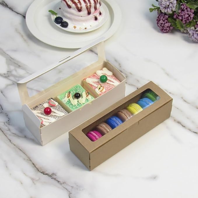 20 Pcs White Muffin Boxes,2x2x7 Small Pastry Boxes with Window,Small Bread Box,For Macaron,Cookies,Candy,Chocolate,Baked Goods Packaging Takeout Boxes