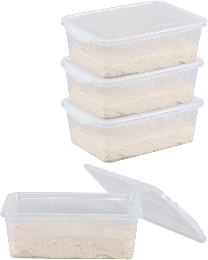 4-Pack Proofing Container with 6 L Capacity, Dough Rising Box | Fits Up to 3000 Grams of Dough, for Bread, Sourdough, Pizza