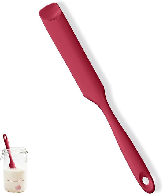 U-Taste Silicone Jar Spatula for Sourdough Starter: Long Skinny Food-Grade Jam Spreader, Sturdy Stirring Stick Bowl Scraper with Flexible Spoon Tip, Mixing Icing Tool, Peanut Butter Knife (Red)