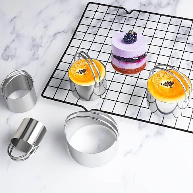 Biscuit Cutter Set (5 Pieces/Set), Round Cutters Stainless Steel Biscuit Cutter with Handle in Graduated Sizes Round Shape Molds, Professional Baking Dough Tools