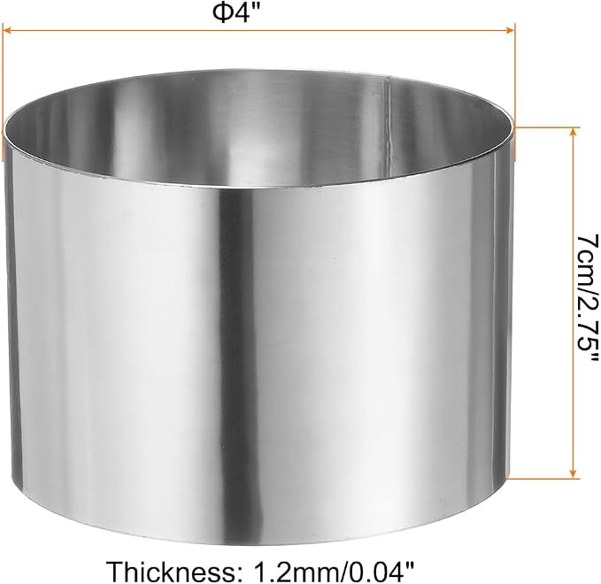HARFINGTON Round Cake Ring 4 x 2.75 Inch Seamless Stainless Steel Pastry Mousse Dessert Ring Mirror Coating for Baking Cooking Making Tool