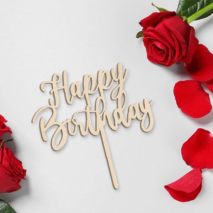 Happy Birthday Cake Topper Cake Decoration Suitable For Party Decoration For Anniversary/Birthday (wood)