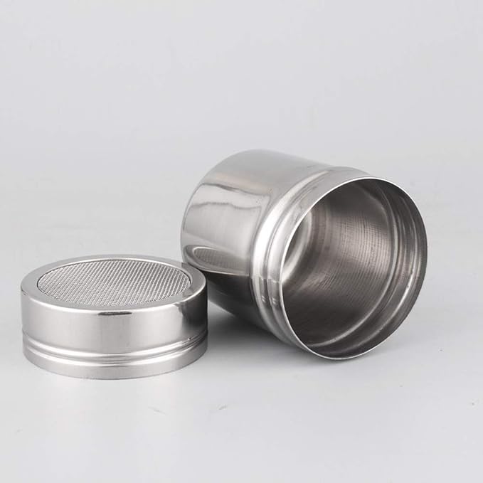 Powder Shaker with Lid,Stainless Steel Fine Mesh Shaker, for Sifter Cocoa,Cinnamon Powder,Icing Sugar,Chocolate Coffee (6 Pcs Small)