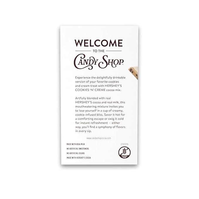 Candy Shop Cocoa HERSHEY'S COOKIES 'N' CREME Cocoa Mix Hot Chocolate Make Hot or Iced Cocoa Made With Real Milk Gluten Free 1.25 oz Packet (8 count)