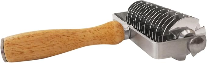 Lattice Cutter Pastry Tool, Stainless Steel Pastry Lattice Roller Cutter Wood Handle for Dough Pie Pizza Crust Bread Beef Wellington, Time-Saver Baking Tools