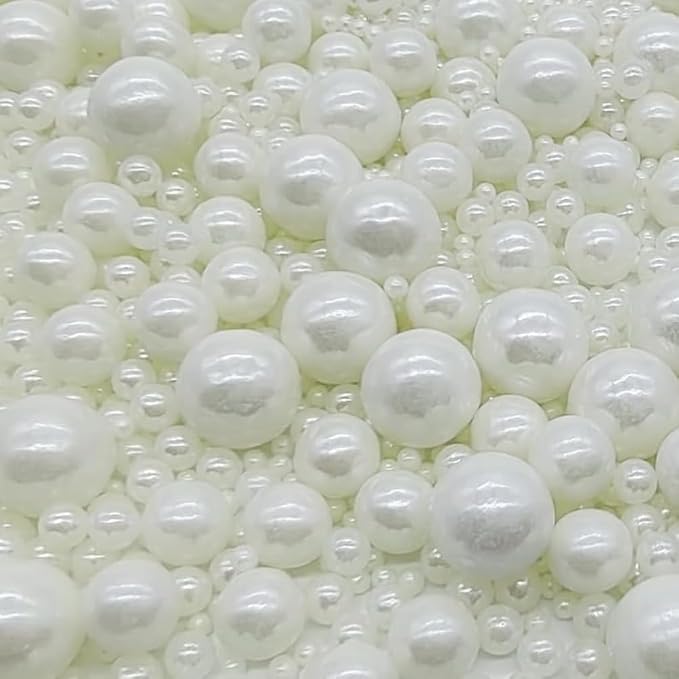 Edible White Sugar Pearls Sprinkles Candy Mix Size Pearls Cake Decorations Cupcake Toppers Cookie Decorating Perfect for Wedding Party Valentine Halloween Christmas Supplies 4.58OZ