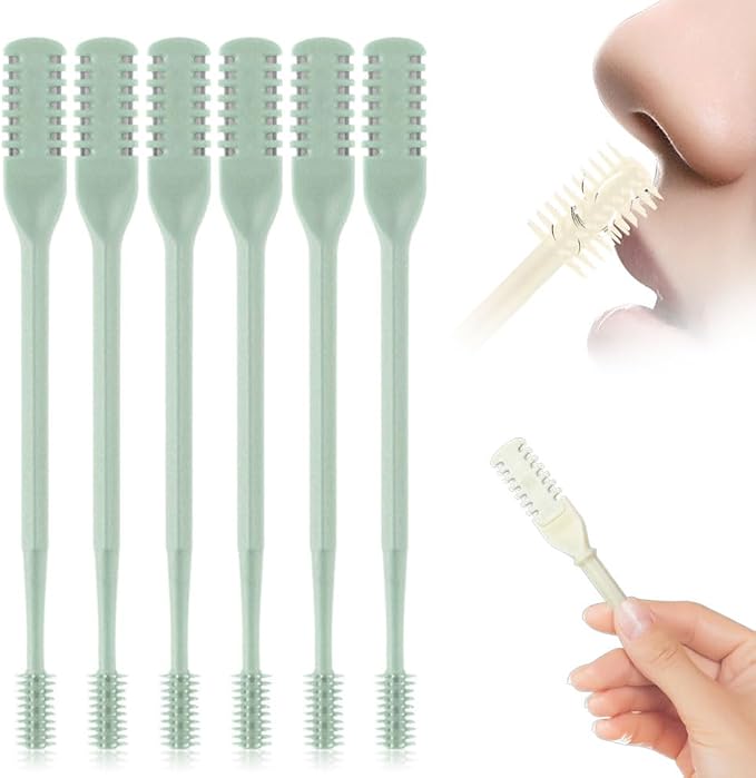3PCS Nasal Hair Cutter Portable Travel Essentials,2026 Manual 360° Rotating Nostril Hair Removal Tools Double Sided Nose Hair Blade,Nose Hair Cutter for Women Men (Green, 6 Pack)
