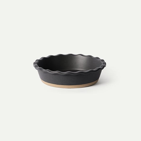 MORA Ceramic Pie Pan for Baking - 9 inch - Deep and Fluted Pie Dish for Old Fashion Apple Pie, Quiche, Pot Pies, Tart, etc - Modern Farmhouse Style Porcelain Ceramic Pie Plate - Liquorice