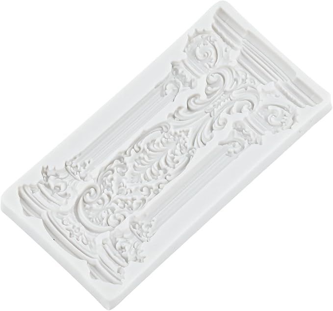 European Vintage Roman Column Silicone Mold Baroque Relief Pattern Pillar Fondant Molds for Cake Decorating Cupcake Topper Candy Polymer Clay Chocolate Gum Paste