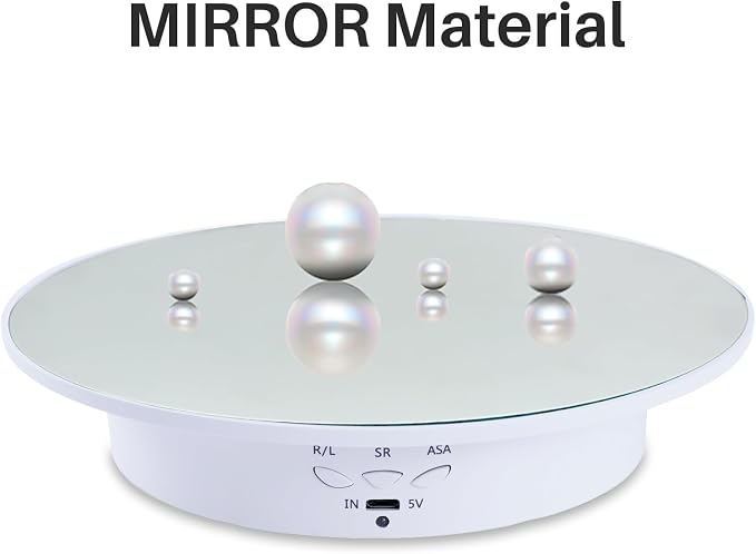 Rotating Display Stand Turntable Stand Black Spinning Stand for Product Shows with Telecontroller,7.87inch /17.6lbs Max Load,White Round