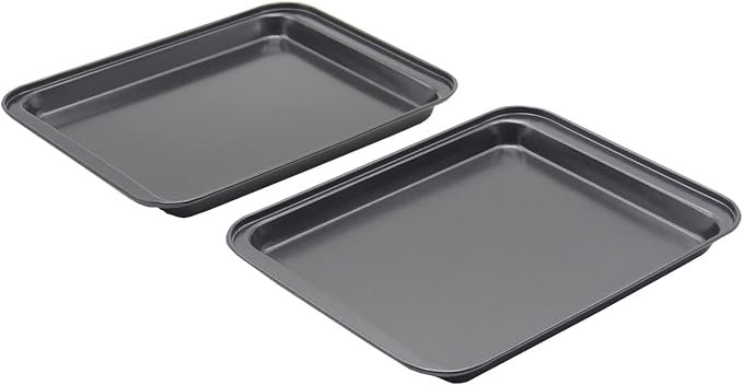 Small Baking Sheet Nonstick 9.45 X 7.09 Inch (Inner 7.5x6), 8 Inch Mini Cookie Tray Toaster Conventional Oven Pan No Warp No Rust Magnetic Bakeware for 1 to 2 person 2 Pack | Inner 7.5 X 6", Carbon Steel Mini Pan, 1- 2 Persons Use, Reheat Food, No Warp...