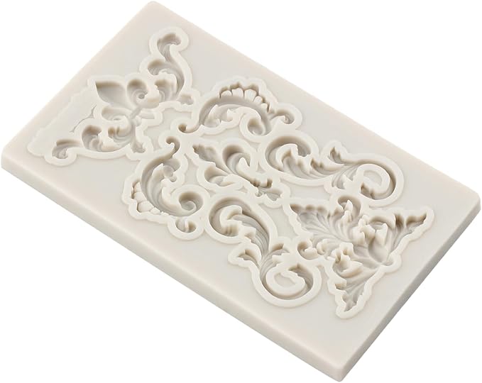 Baroque Fondant Molds, Silicone Border Chocolate Scroll Mold For Cake Decorating Cupcake Topper Candy Chocolate Gum Paste Polymer Clay Set Of 1