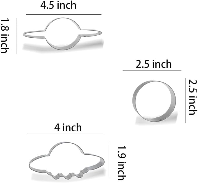 Keewah Space Cookie Cutter Set - 7 Piece - Stainless steel | Rocket, Astronaut, UFO, Moon, Saturn, Star, Planet