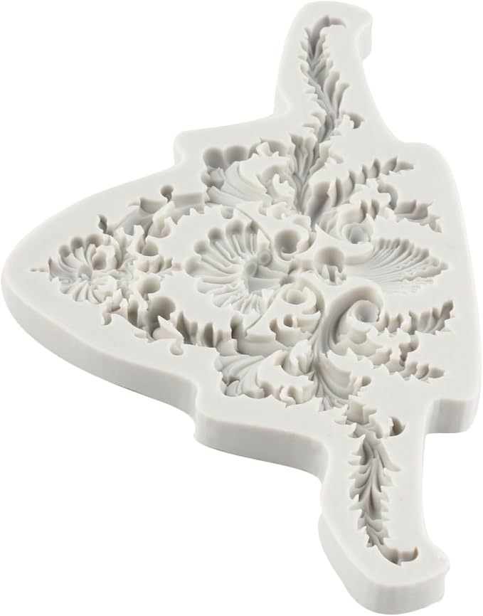 Baroque Style Fondant Mold Scroll Border Lace Silicone Molds Relief Flower Mold For Sugar Cake Decorating Cupcake Topper Gum Paste Polymer Clay
