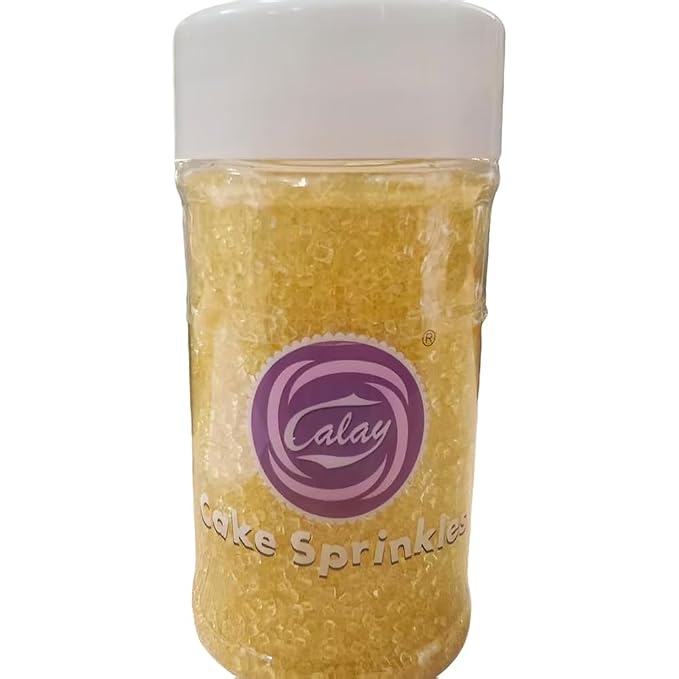 Senchanting Yellow Sanding Sugar Sprinkles, Edible Crystal Yellow Sanding Candy Sugar for Cake Decorating Wedding Party Baking Cupcake Cookie Ice Cream Decoration Supplies 90g/3.2oz