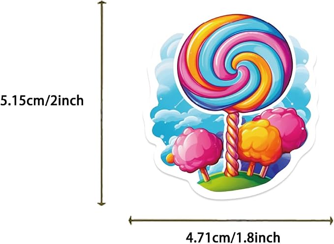 Cute Candies Lollipops Ice-Cream Cake Aesthetic Stickers, 50PCS Funny Sweets Aesthetic Waterproof Stickers for Water Bottles Laptop Journal Scrapbook, Sweet Snack Decals