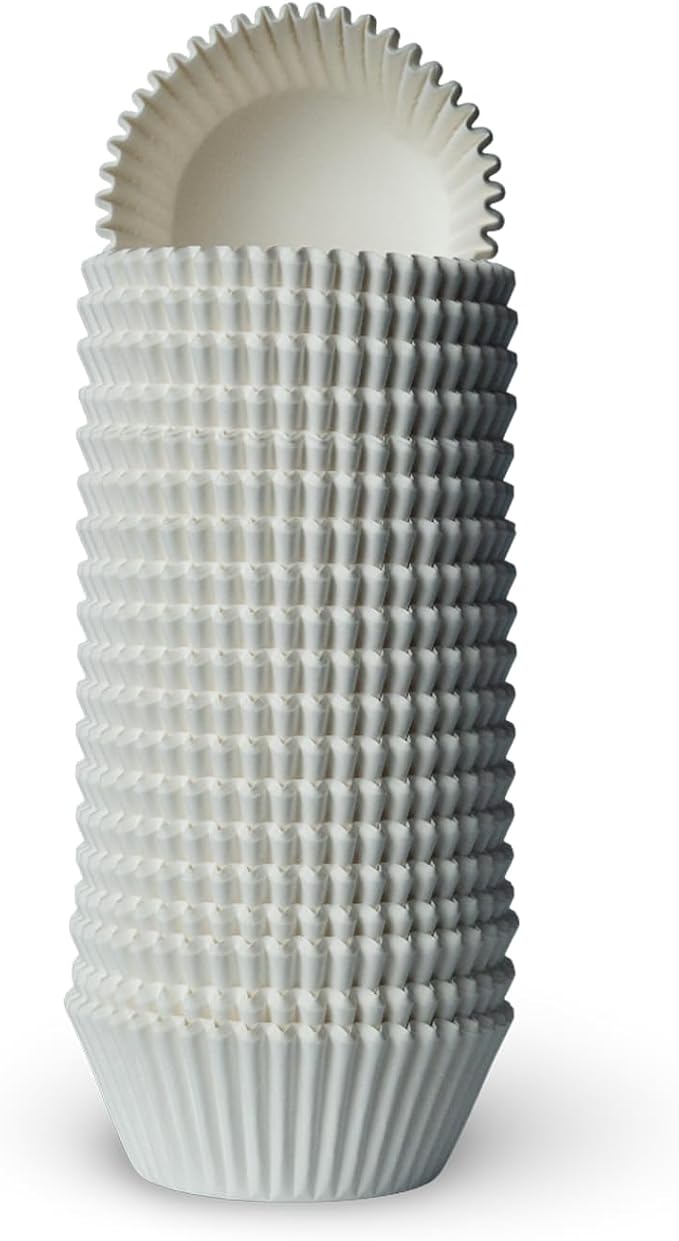 200 Paper Cupcake Liners, Muffin Liners or Baking Cups for Desserts, Muffins, Cupcakes and More Treats; Grease Proof, No Smell, Food Grade, Nut Serving Containers (White)