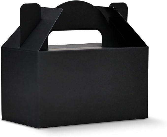 Aosric Small Black Gable Boxes 3.5 x 3.5 x 6.3 In, 30 Pack | Premium Cardstock Party Favor Boxes with Handles for Bakery, Cookies, Candy, Cupcake, Treats, Desserts & Retail Packaging