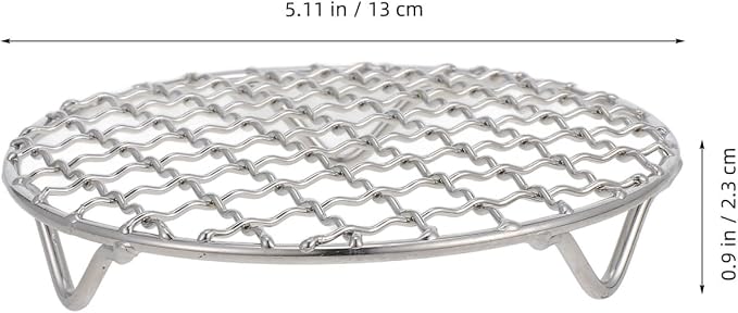 ULTECHNOVO 5.11" Small Round Cooling Rack, Food-Grade Stainless Steel Air Fryer Rack with 0.9" Legs for Baking & Grilling, Mini Wire for Toaster Oven & Ceramic Stove, Dishwasher Safe