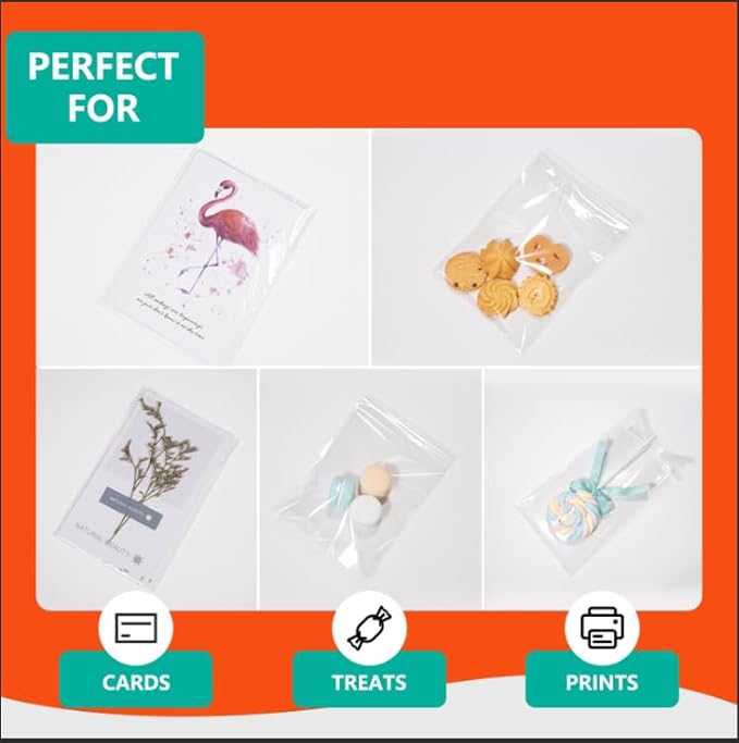 iMailer - 1000 Pcs - 5" x 7" Resealable Cellophane Bags- Self Sealing Clear Cello Bags for A2 A4 A6 Cards & Envelopes, Photo, Prints, Candies