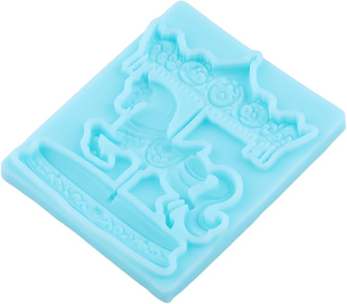 Carousel Fondant Mold Carousel Silicone Chocolate Mold for Cake Decorating Cupcake Topper Chocolate Candy Gum Paste Polymer Clay