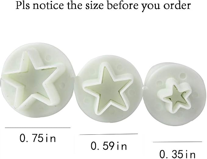 Star Small Fondant Plunger Cutter Set Cake Cookies Decorating Tool Mold-Tiny 3 Pieces（Mini）