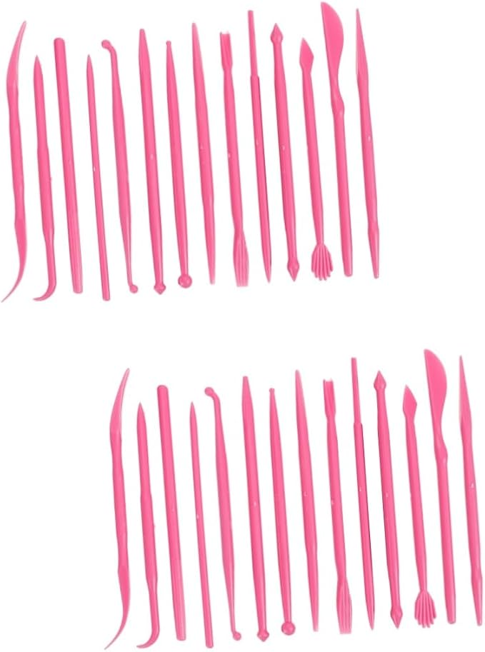 Tofficu 4sets Fondant Carving Tools Plastic Cake Decorating Pens for Sculpting and Modeling Clay for Cake Designs and Crafts