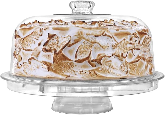 Cake Stand with Dome Cover, 6-in-1 Multi-Purpose Use, Cake Stand with Lid, Serving Platter, Punch Bowl, Desert Platter and More, BPA Free - Case of 6