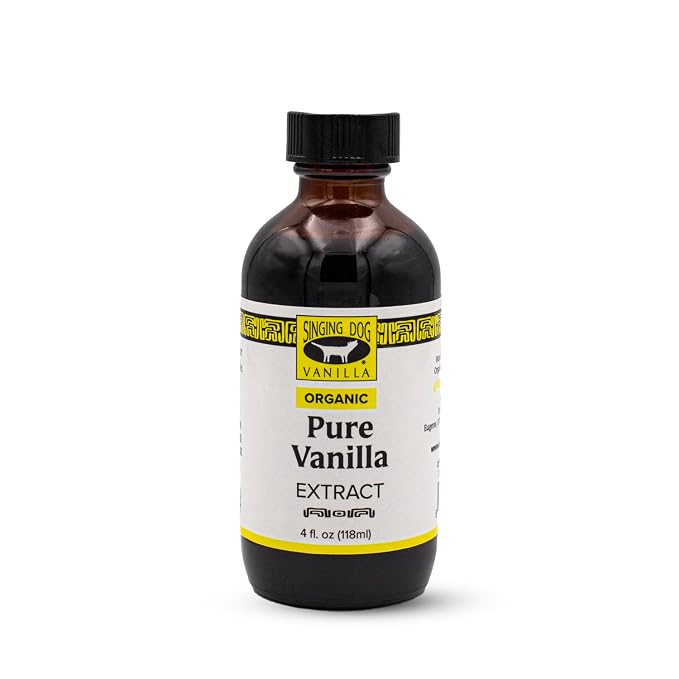 Singing Dog Vanilla Organic Pure Vanilla Extract, 4 fl oz - USDA Organic, Non-GMO, Sugar-Free, Corn-Free, Kosher Pareve, Vegan - Fair Trade Plus+