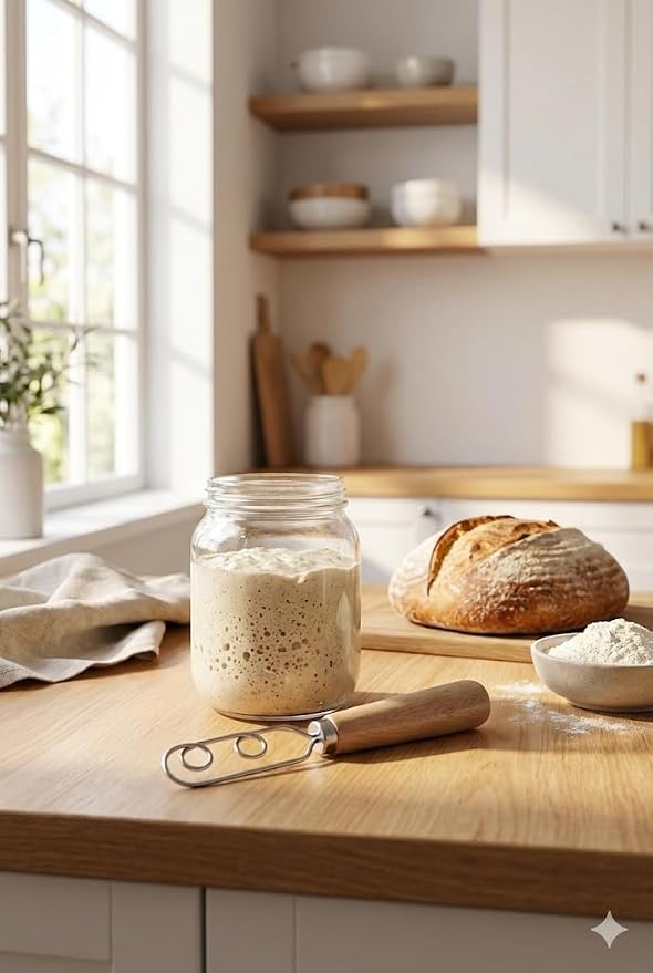 Sourdough Starter Stirring Hook and Danish Dough Whisk | Small Size to Fit in Jars | Improve the Mixing Standard Of Your Starter For Better Baking Results | New England Sourdough Starter Co.