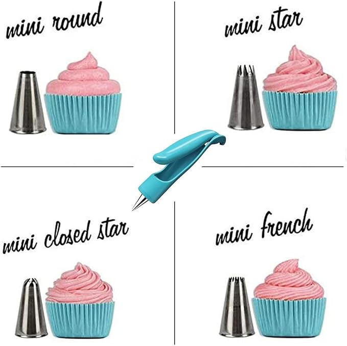 11-Piece Cake Decorating Kit – Blue DIY Cake Decor Pen Supplies with 4 Different-Shaped Nibs, 4 Nozzles Decorative Bags and 2 Couplers Icing Pens, Piping Tips & Tools for Cookies, Cupcakes, Fondant