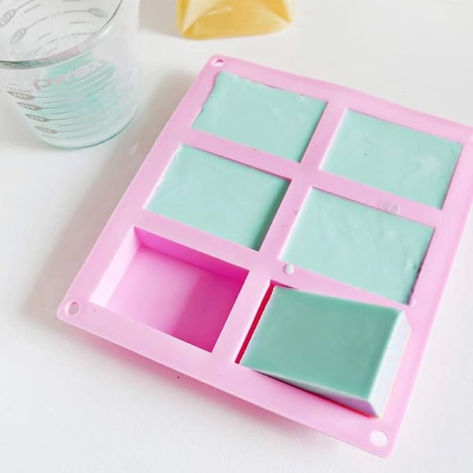 AKOAK 6-cavity Silicone Cake Mold, DIY Handmade Soap Mold, Non-stick Donut Mold, for Chocolate Pudding Jelly Muffin Cups, Kitchen Baking Decoration (Square)