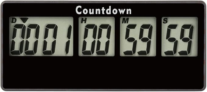 Yooreal Digital Kitchen Timer,Retirement Countdown Timer 9999 Days,Magnet Design,Loud Alarm,Tracks Wedding Vacation Working Cooking Baby Birth (Black)