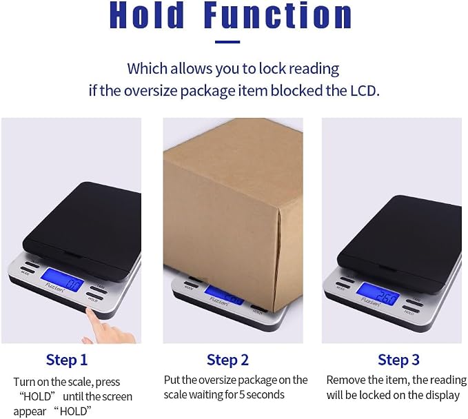 Fuzion Shipping Scale, Accurate Digital Postal Scale 86 lb/0.1 oz with Hold and Tare Function, Postage Scale for Packages and Mailing, LCD Display, Battery and AC Adapter