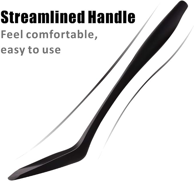 MOACC Silicone Wok Turner, Heat Resistant Solid Silicone Stir Fry Spatula for Non Stick Cookware (Black)